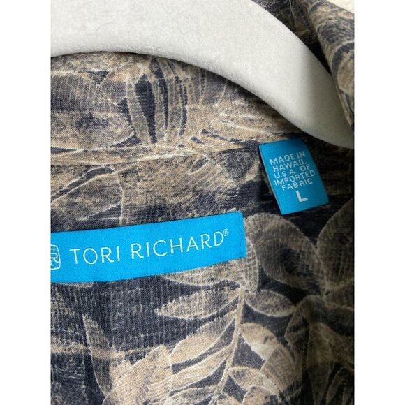 Tori Richard Hawaiian Button Down Shirt Men sz Large Floral Brown beach vacation - Picture 3 of 15